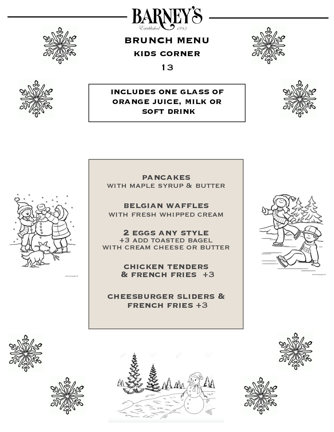 winter brunch kids december 2025 barney's kid's brunch